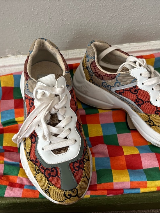 Gucci Shoes - Gucci Multicolor GG Canvas & White Leather Sneakers